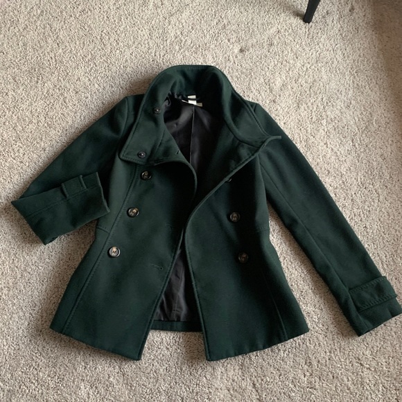 Forest Green Peacoat Coat XS - Picture 3 of 10